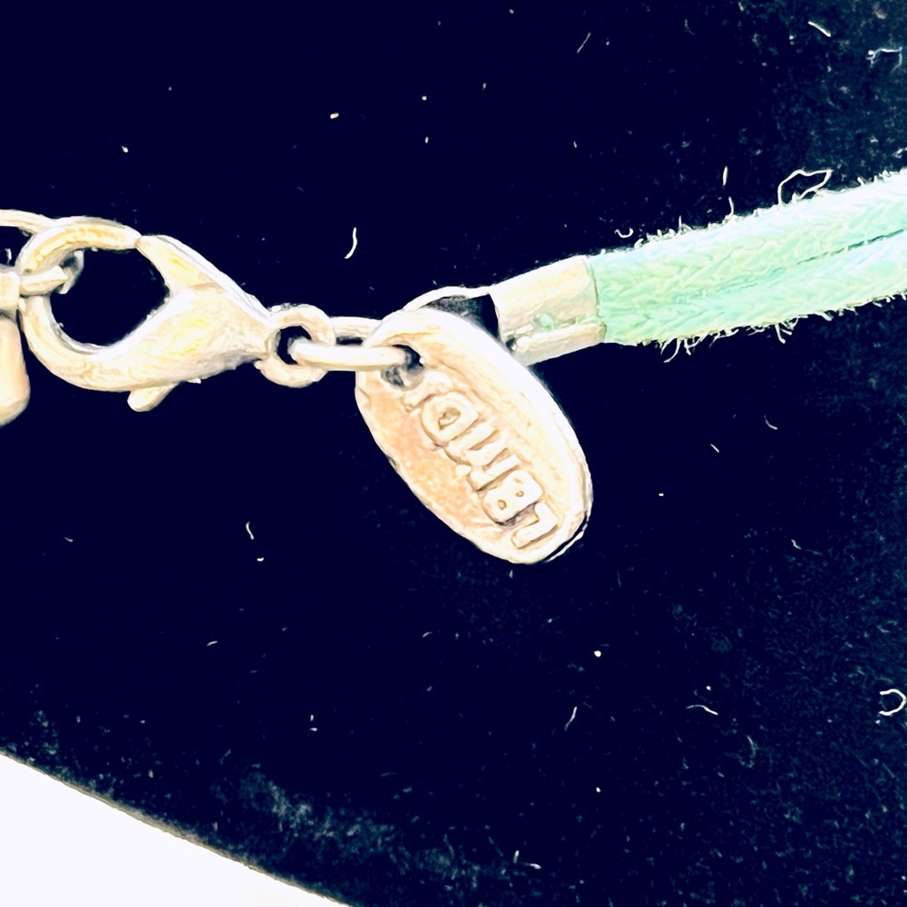 Turquoise necklace, adjustable size, double cord, silver accents, perfect gift! - Picture 3 of 3